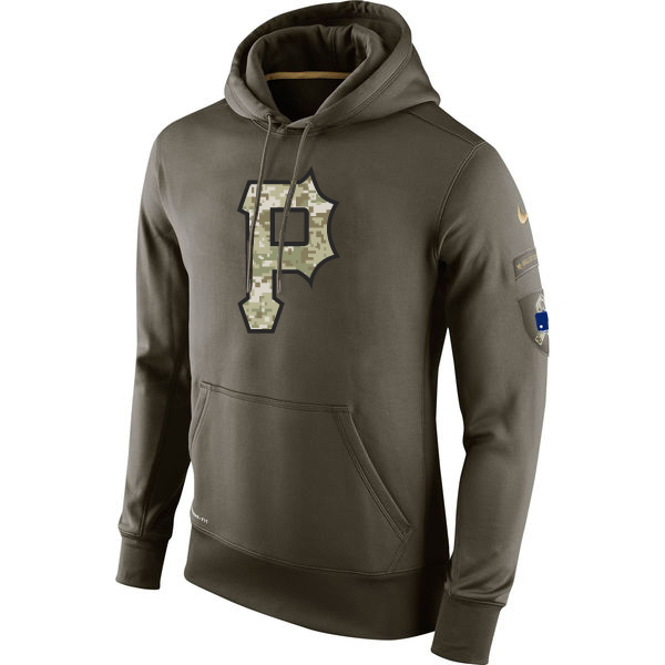 MLB Men Pittsburgh Pirates Nike Olive Salute To Service KO Performance Hoodie Green->miami marlins->MLB Jersey